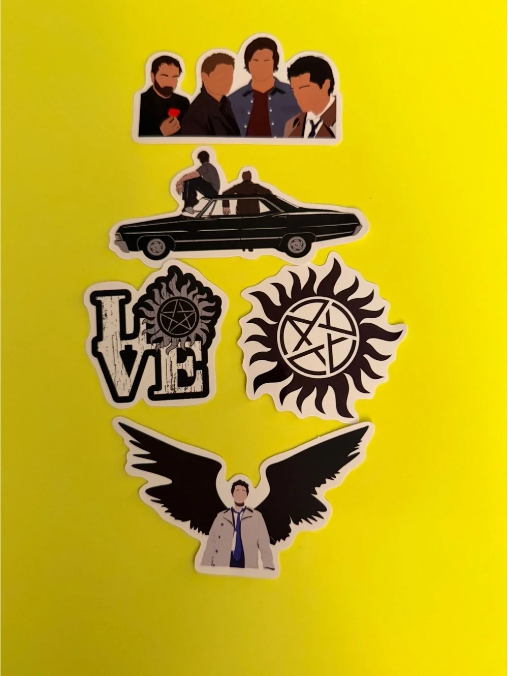 Supernatural 5 pack sticker/decal set waterproof